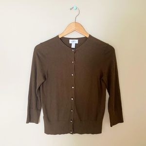 LOFT Gemstone Button Brown Cardigan